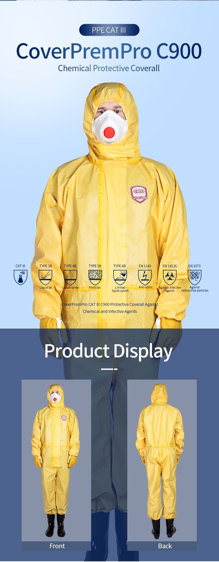 1. chemical protective coverall